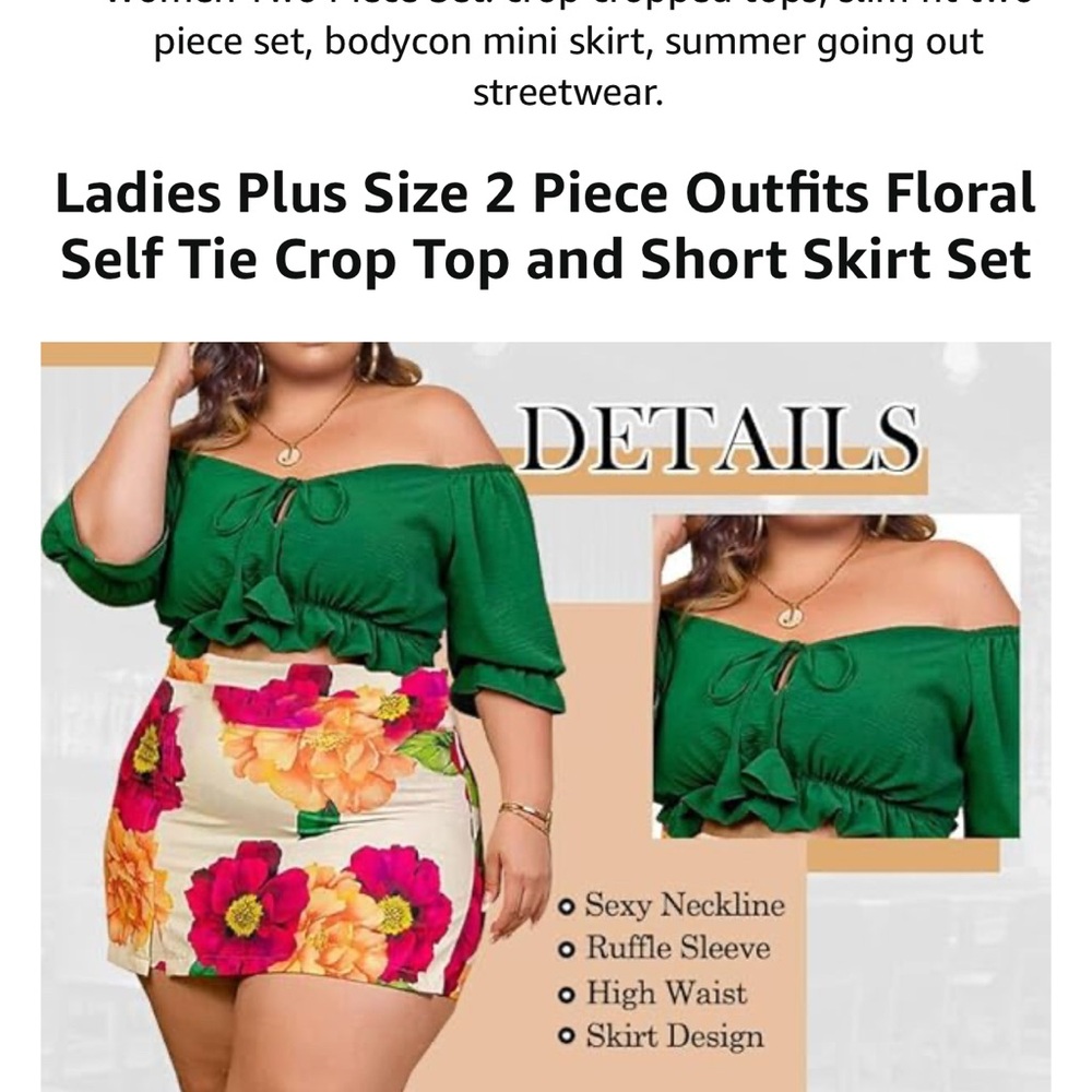 Green Floral Two-Piece Outfit